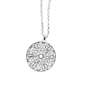 Fashion Jewelry Intricate Silver Colored Pendant Necklace